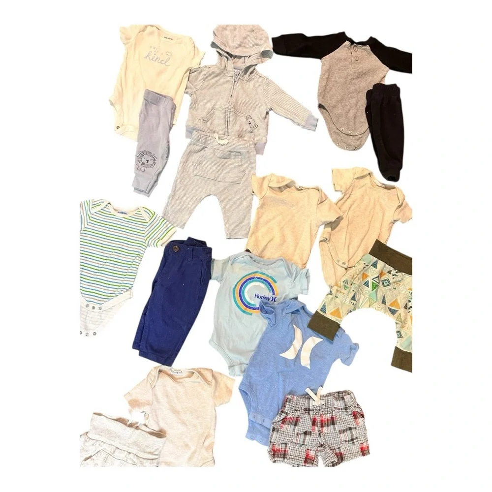 0-3 Month Baby Boy Clothing Bundle Outfits Hurley, Gerber, Rabbit + Bear & More - Picture 2 of 9